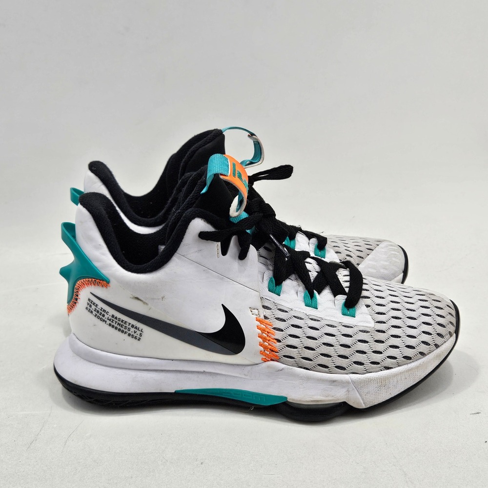 Nike LeBron Witness 5 Mens 7 White Black Orange Teal CQ9380-100 Basketball Shoes - Picture 11 of 15